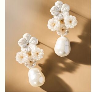 NWT Pink Reef Floral Cluster Mother-of-Pearl Earrings